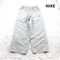 NIKE ワイドパンツ ロゴ刺繍 グレー ナイロンパンツ L