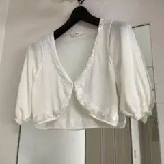 ef-d’e オフホワイト パフスリーブ カーディガン　M