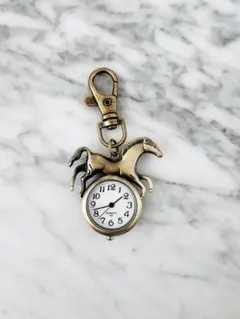 馬型・時計キーホルダー　乗馬　馬術　競馬　馬雑貨
