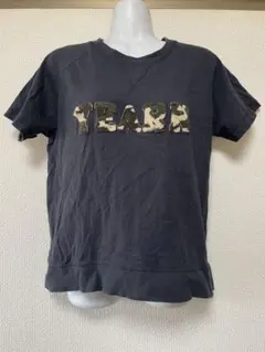 purple＆yellow カモフラ柄ロゴ 半袖カットソー ブラック