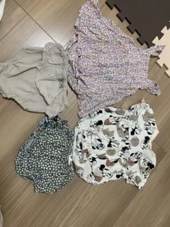 フラワー柄・ミッキー柄ロンパース 70