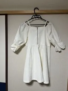 Retro girl ホワイト五分袖フリルブラウス