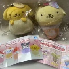 サンリオ　ガチャ　フルーツ大福&クレープおくるみマスコット　プリン