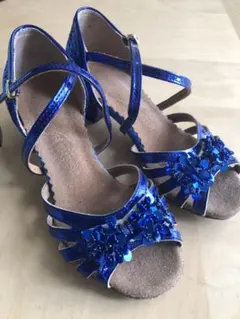 結婚式　発表会　ダンス　パンプス　サンダル　20.5cm  ネイビー　女の子