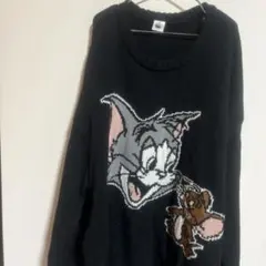 TOM &JERRY トムとジェリー ニット セーター ブラック LL