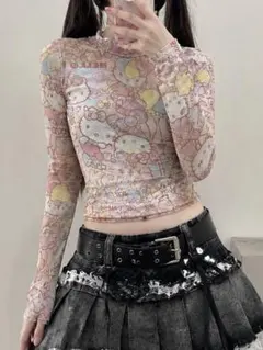 Sanrio Hello Kitty 総柄シアートップスY2K ギャル 入手困難のサムネイル