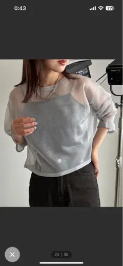 【apres jour mignon】シアーニットトップス　シルバーのサムネイル