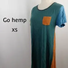 Go hemp　半袖　カットソーワンピース　XS　マルチカラー　カラーブロックのサムネイル