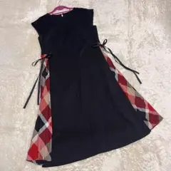 ブルーレーベルクレストブリッジ ポンチワンピース サイドプリーツ チェック柄