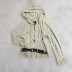 00s Y2K TOMMY ベロア　短丈　ジップアップパーカー　平成ギャル　海外