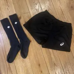 asics 黒 バレーボールパンツLL　デサントソックス23-25