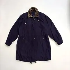 個性派 レオパード襟 コート パープル レトロ 古着 ミドル丈 Y2K Ｍ