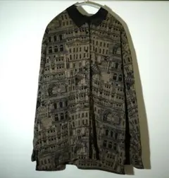 【総柄シャツ】シャツ ビンテージ ポリシャツ 長袖 アート レトロ