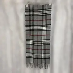 最終お値下げ！グレー チェック柄 マフラー フリンジ付き