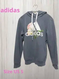 アディダス　レディースパーカー　薄青色　USSサイズ　ローズロゴ
