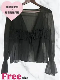 【新品未使用】シースルー フリルブラウス