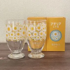 新品未使用 アデリアレトロ 台付きグラス 花ざかり 2個セット 昭和レトロ