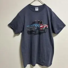 デルタ トラック柄 Ｔシャツ クルーネック 半袖 M ネイビー 綿ポリ アメカジのサムネイル