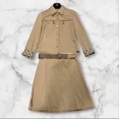 【希少】バーバリーブルーレーベル　キャメル　セットアップ　ノバチェック　ベルト
