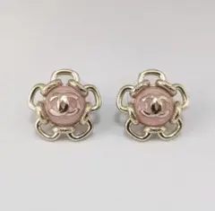 極美品CHANEL シャネル ピンク ココマーク ピアス F24のサムネイル