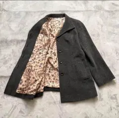 エンスウィート ウールコート ミドル丈 アンゴラ混 裏地総柄 花柄 サイズ4 L