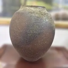 共箱付】現代陶芸作家 山本正三 作 花器 壺 彫沈文花生 幾何学模様
