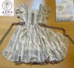 14A　axesfemme　ロリータ風ワンピース　薄いベージュ系　M　used