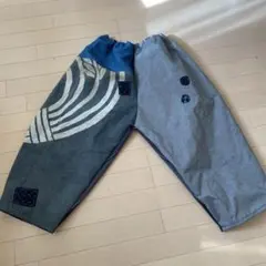 新作カラフルもんぺ手作りバルーンパンツもんぺ一点物絣刺し子藍染型染め骨董市