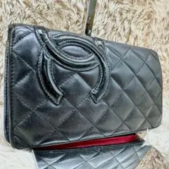 【美品】シャネル 長財布 二つ折り財布 ブラック バイカラー カンボンラインのサムネイル