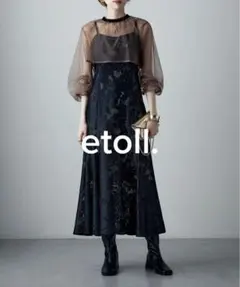 【etoll.】3wayシフォンボレロ&レースキャミドレス 結婚式 ワンピース