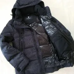 未使用級 M ブラックレーベルクレストブリッジ ダウンジャケット 千鳥格子
