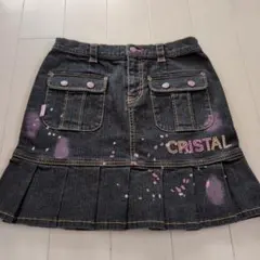 メゾピアノCRISTAL ダークデニム フリルスカート