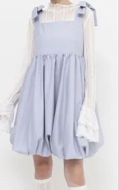 merry jenny リボンバルーンミニワンピース　水色