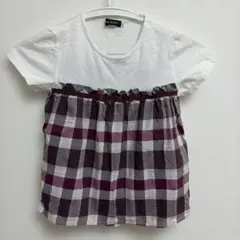 bebe フリル付きチェック柄Tシャツ 130のサムネイル