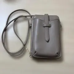 ブラウン系 スマホショルダーバッグ 財布内蔵 パスケース付