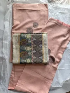 美品 江戸小紋 珊瑚色が可愛い 作家物 伝統工芸士金田今朝男作 お花見