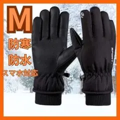 手袋 黒 M 防水 アウトドア グローブ 防寒 スマホ 防風 スキー スケート