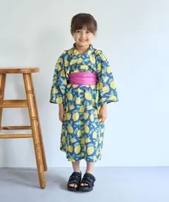 新品　リセマイン　浴衣 すぽっと着れる　ワンピース　キッズ 子供 女の子　黄色