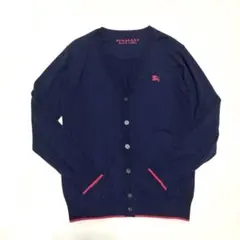 【希少】バーバリーブラックレーベル カーディガン 刺繍ロゴ 羊毛100% 薄手