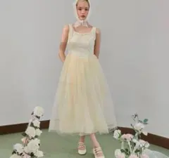 あ*す様 トリートユアセルフ　バレリーナコルセットチュールロングワンピース