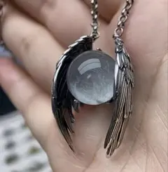 シルバー　羽根　天使　玉　悪魔　羽　エンジェル ネックレス ユニセックス