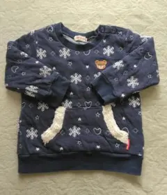 ミキハウス 雪の結晶 クマ刺繍 トレーナー 90