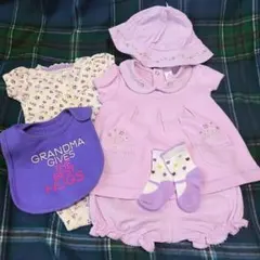 美品有カーターズセットアップ半袖ロンパース帽子スタイ靴下60結婚式旅行お食い初め