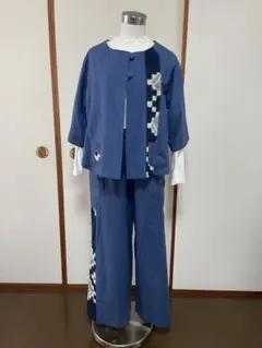 465 着物リメイク 正絹 訪問着 ワイドパンツセットアップ M〜L