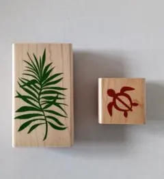 スタンプ　カメ　葉