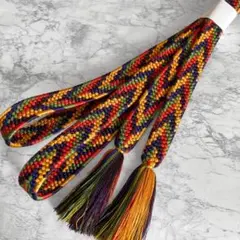 絹 帯締め☆平組 山吹色×抹茶色(緑)×深紫×藍青色×朱赤 多色多彩 組紐