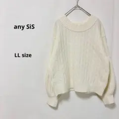 any SiS エニィスィス　ケーブル編みニット　LL アイボリー　ウール混のサムネイル