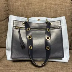 COACH ハンプトン ウィークエンド 水色ナイロントートバッグ - メルカリ