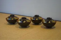 【m様専用】紅葉蒔絵 吸物椀 4客 (明治後期)