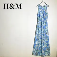 H&M　花柄マキシワンピース　ドレス　ノースリーブ　ウエストマーク　EUR34